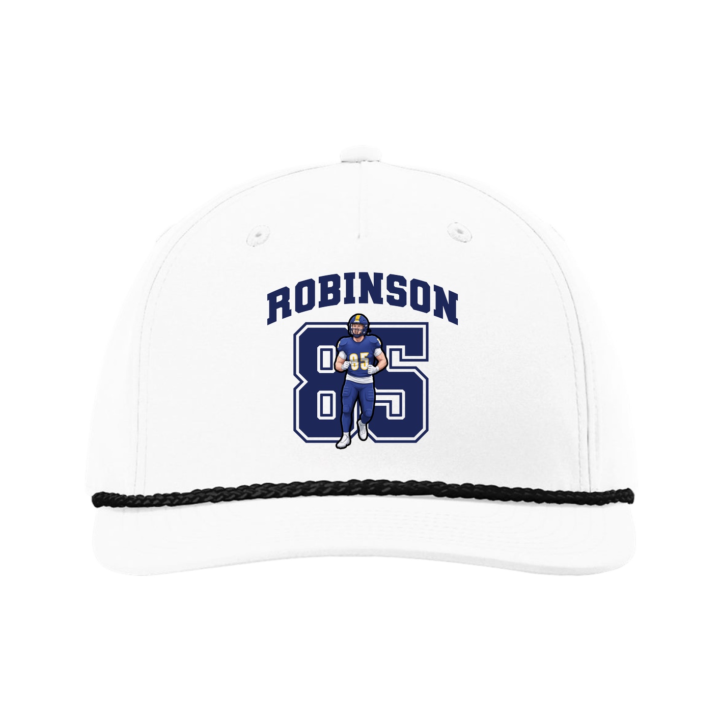 Five-Panel Classic Rope Cap — Number in White