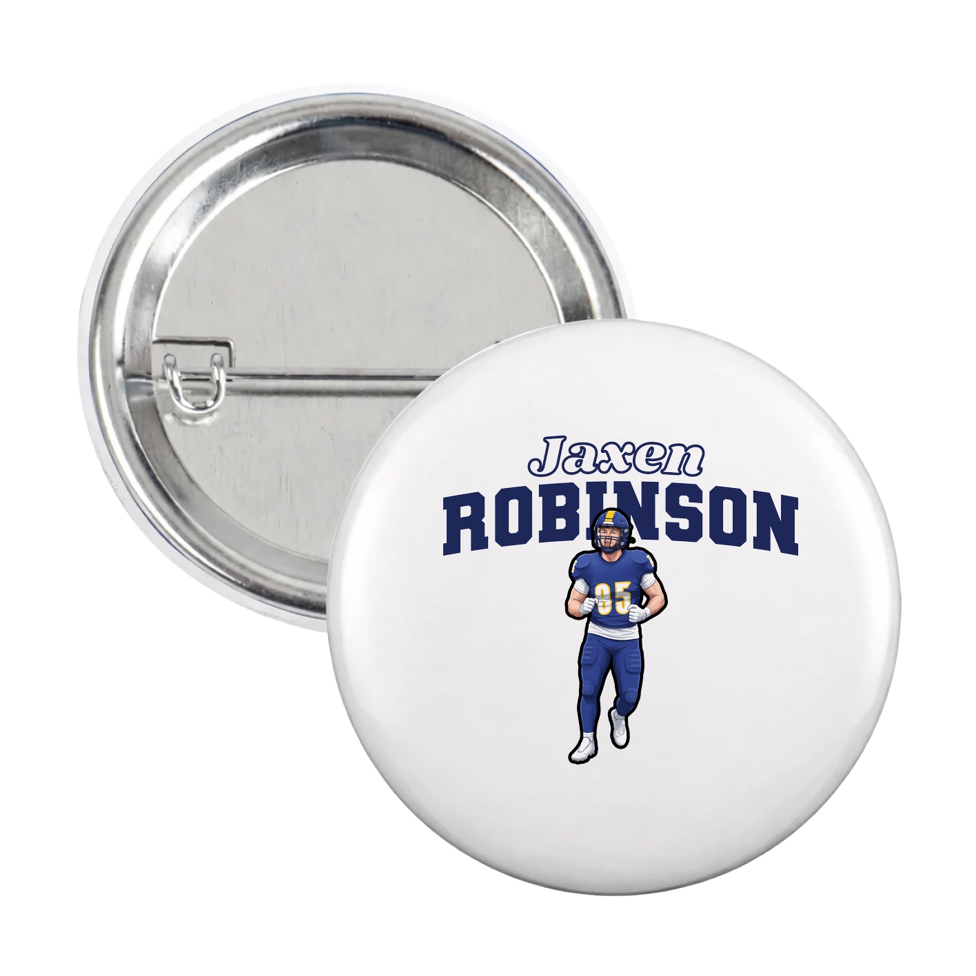 Game Day Button — Name Arch in White