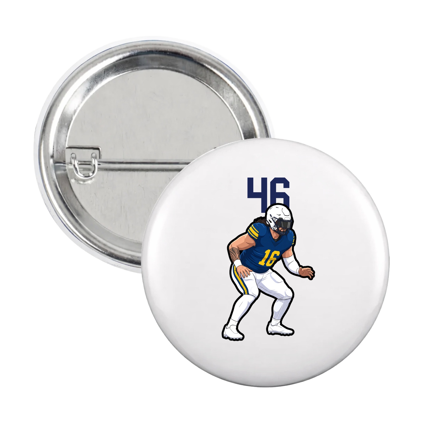 Game Day Button — Number Top in White