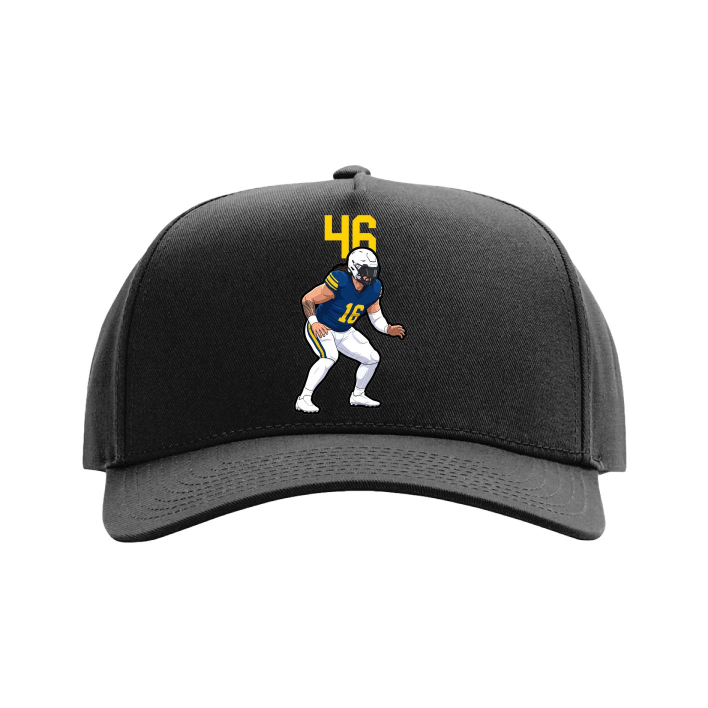 Full Fabric Five-Panel Champ Cap — Number Top in Black