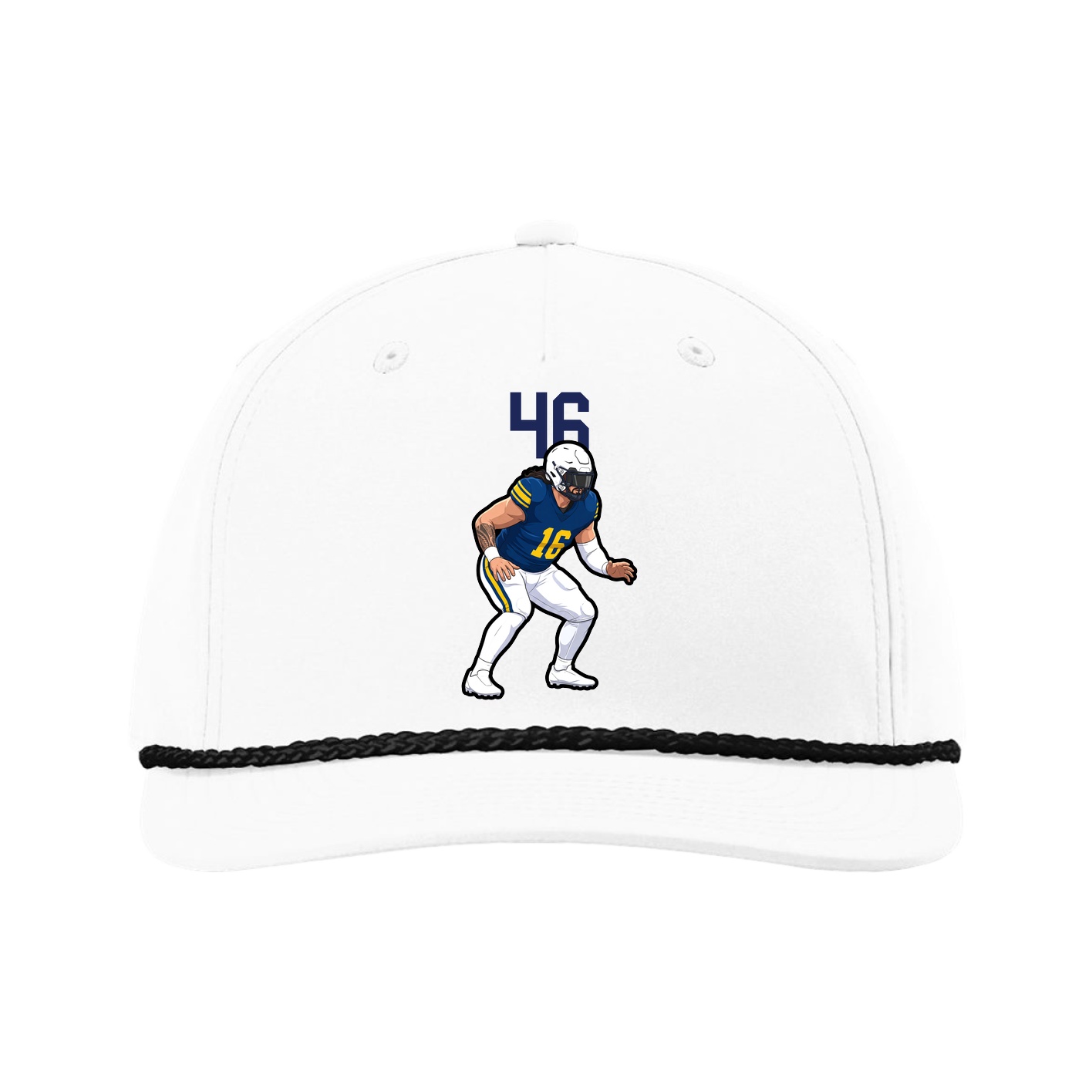 Five-Panel Classic Rope Cap — Number Top in White
