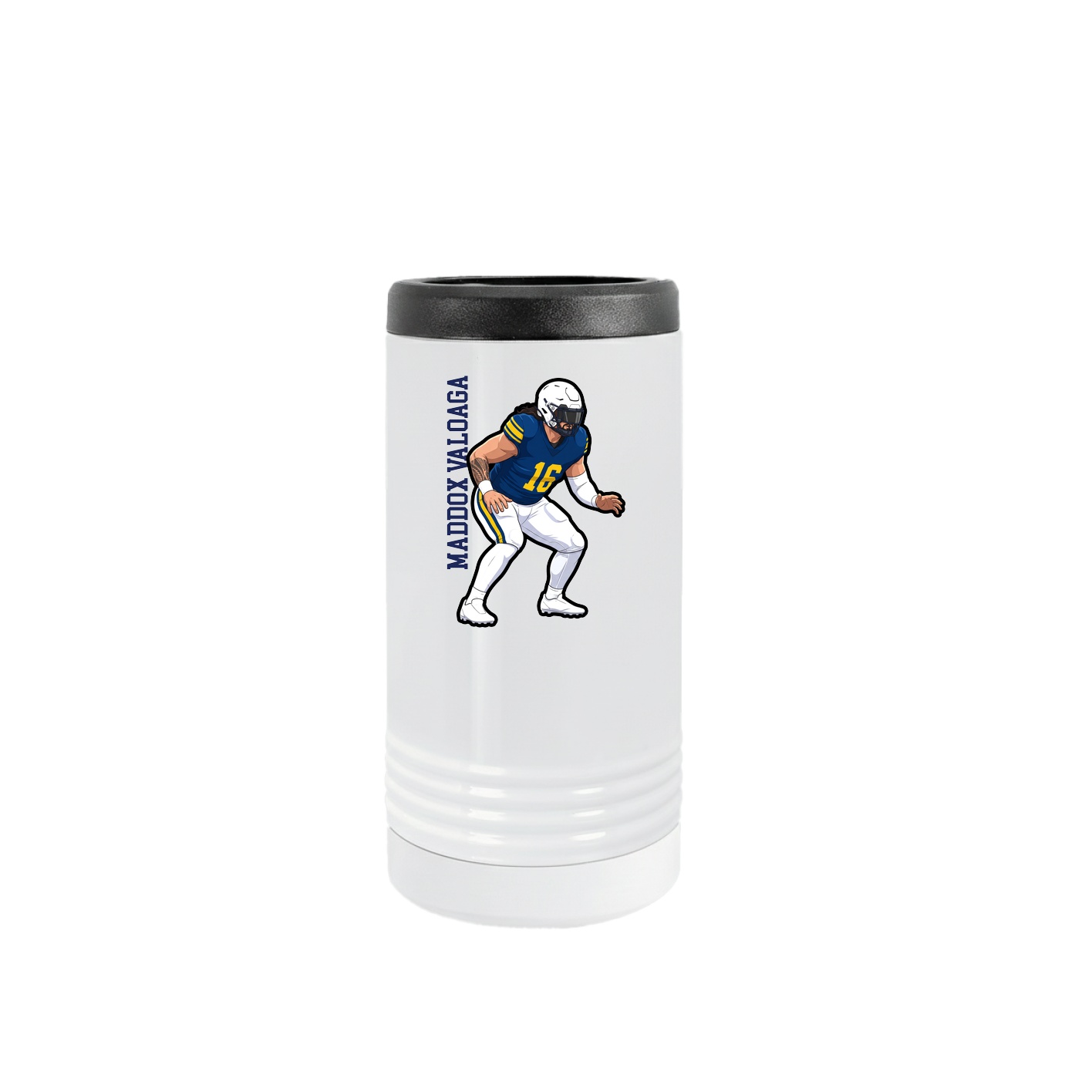 Slim Beverage Holder — Name Vertical in White