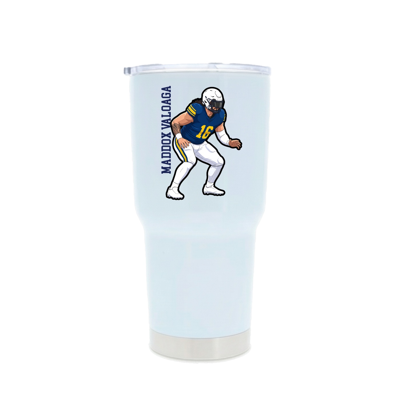 30oz Stainless Steel Tumbler — Name Vertical in White