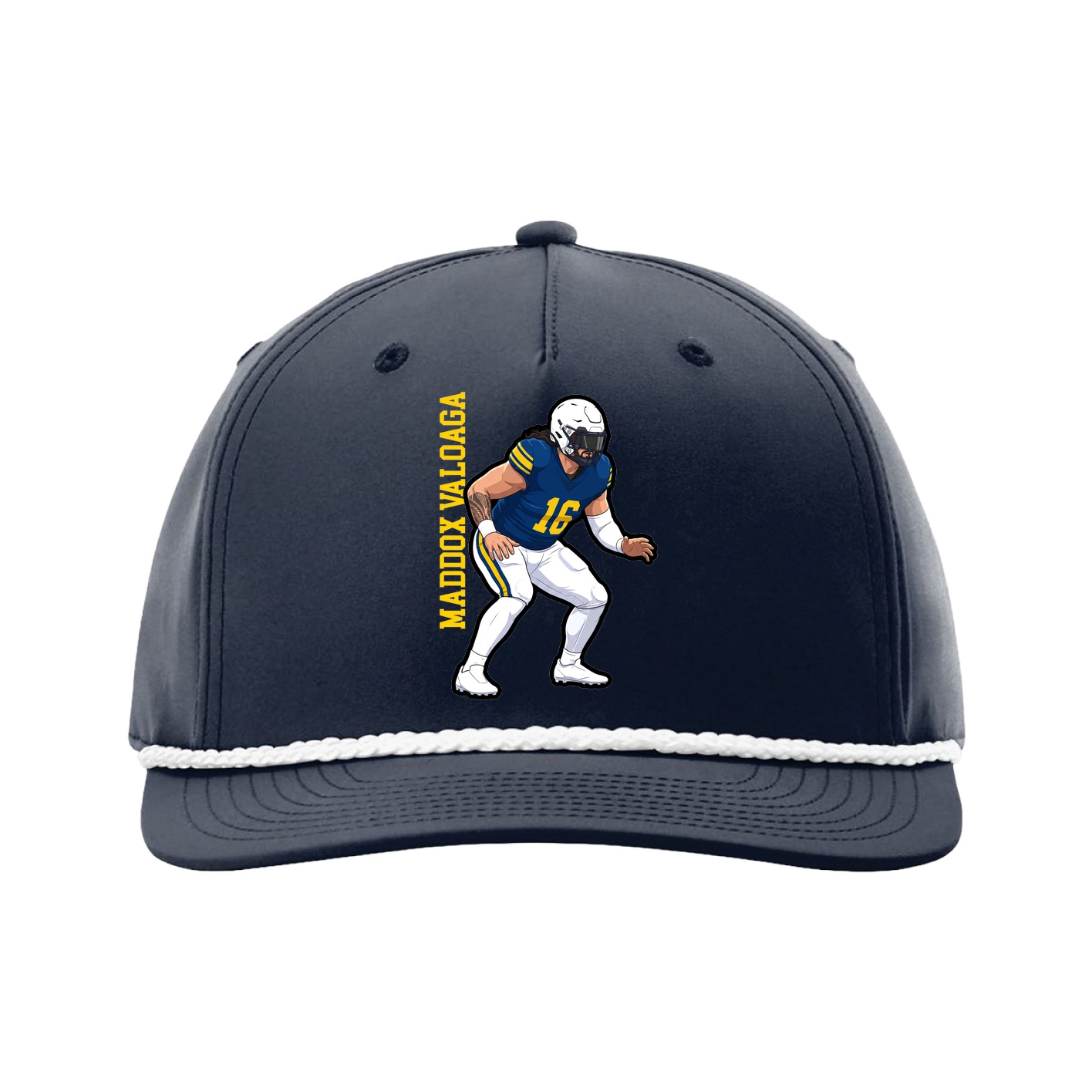 Five-Panel Classic Rope Cap — Name Vertical in Navy