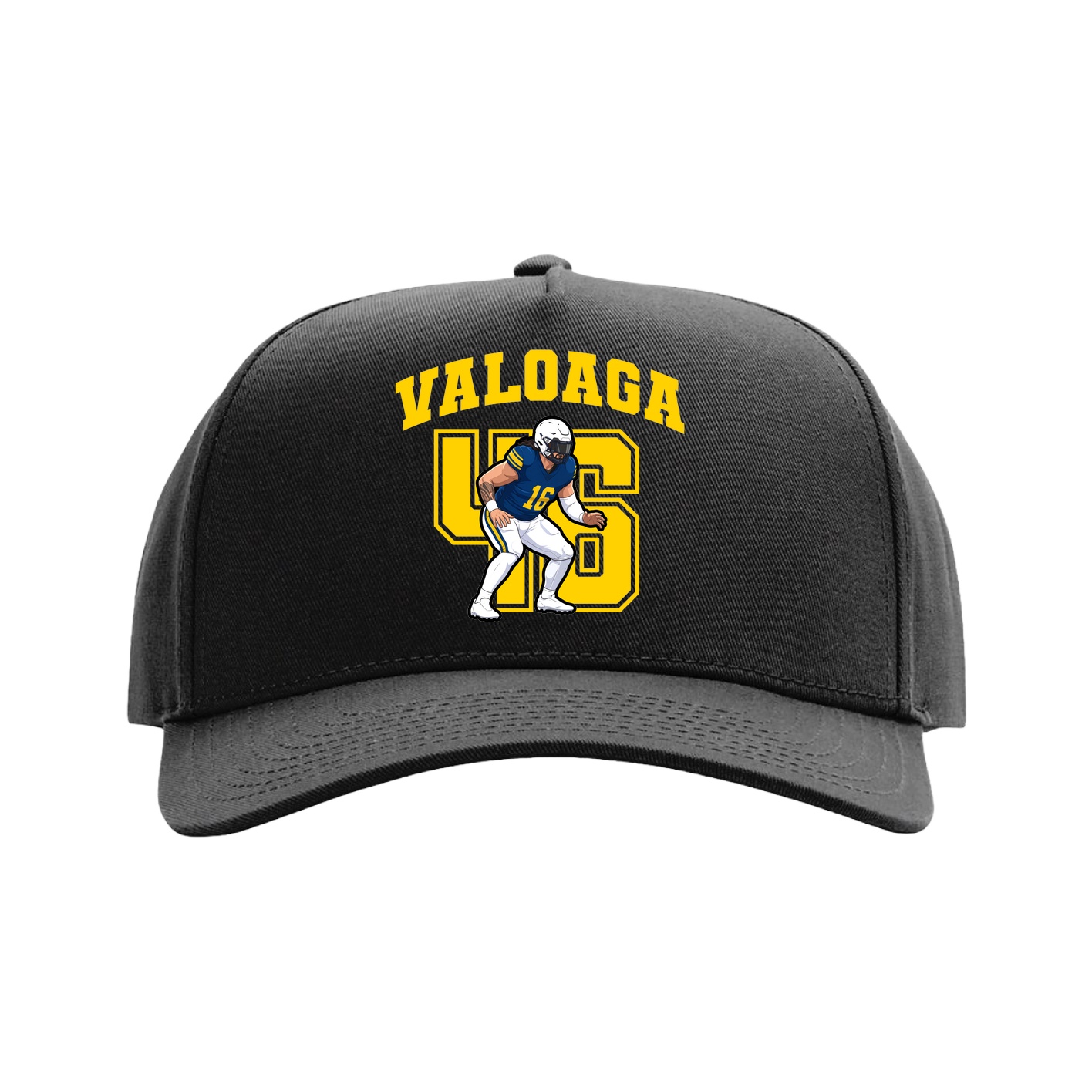 Full Fabric Five-Panel Champ Cap — Number in Black