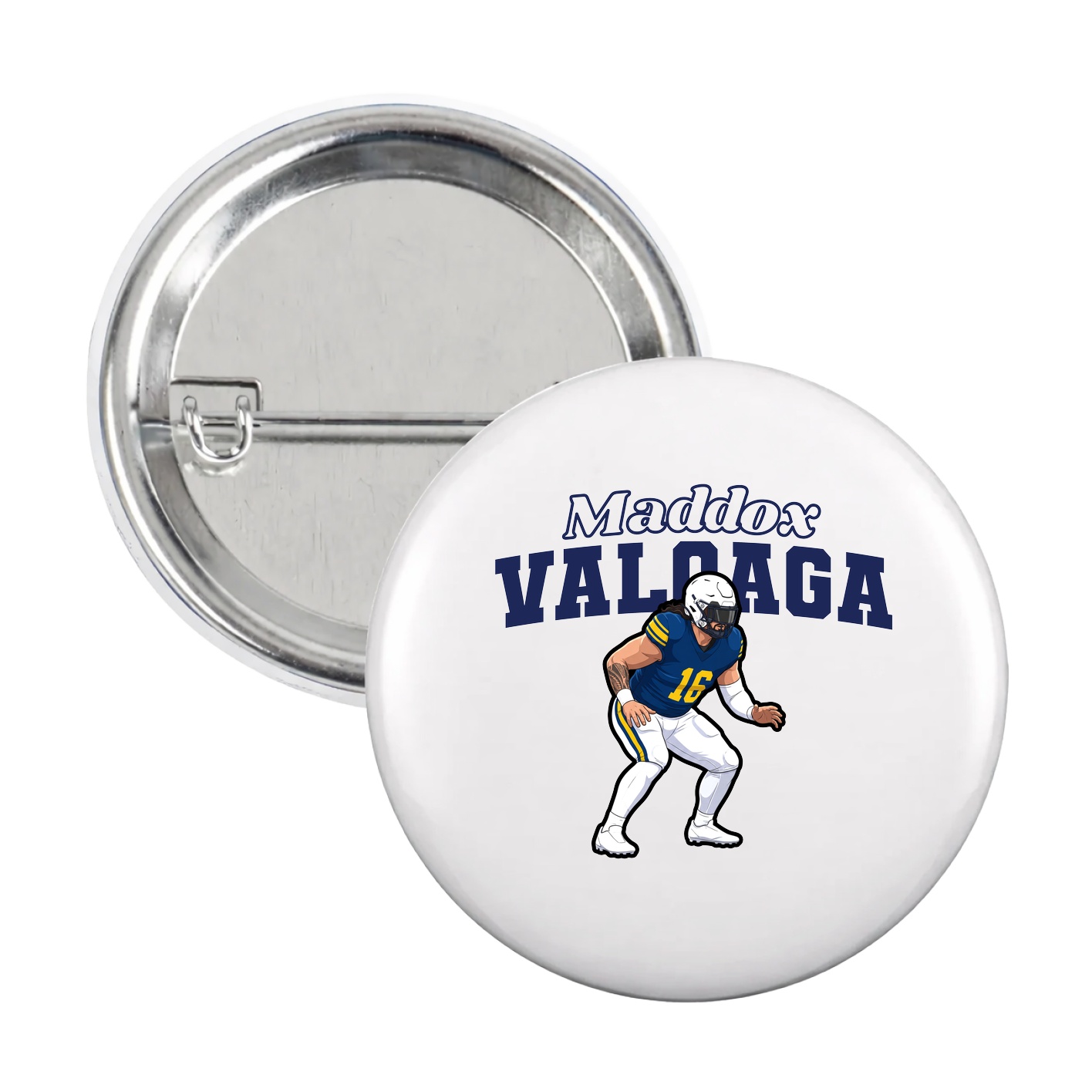 Game Day Button — Name Arch in White