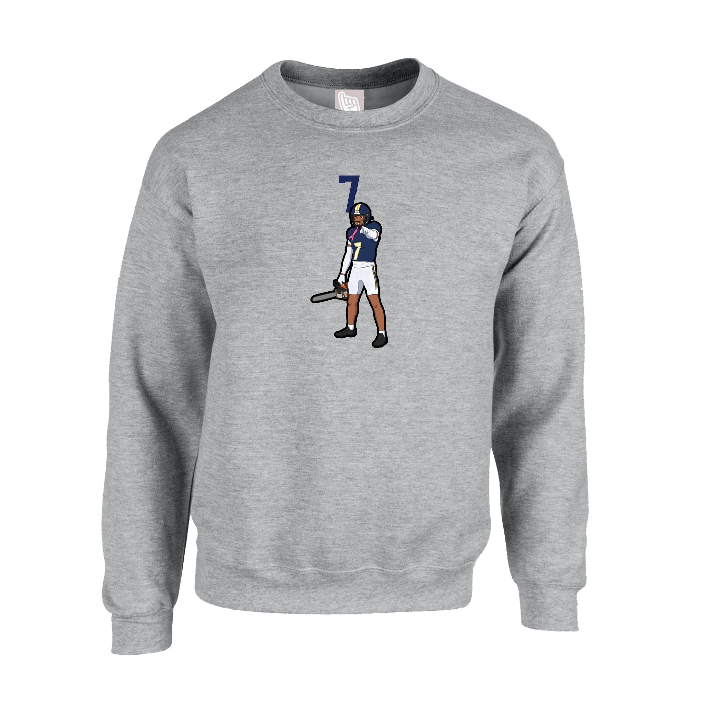 Fleece Crew — Number Top in Grey
