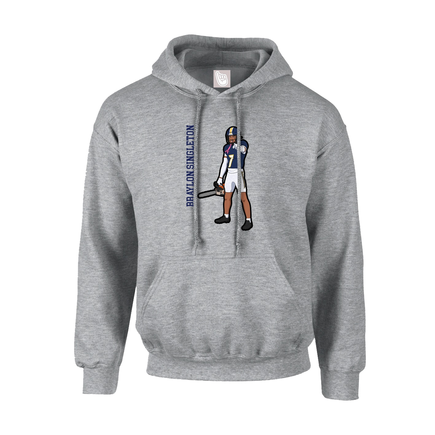 Youth Hoodie — Name Vertical in Grey