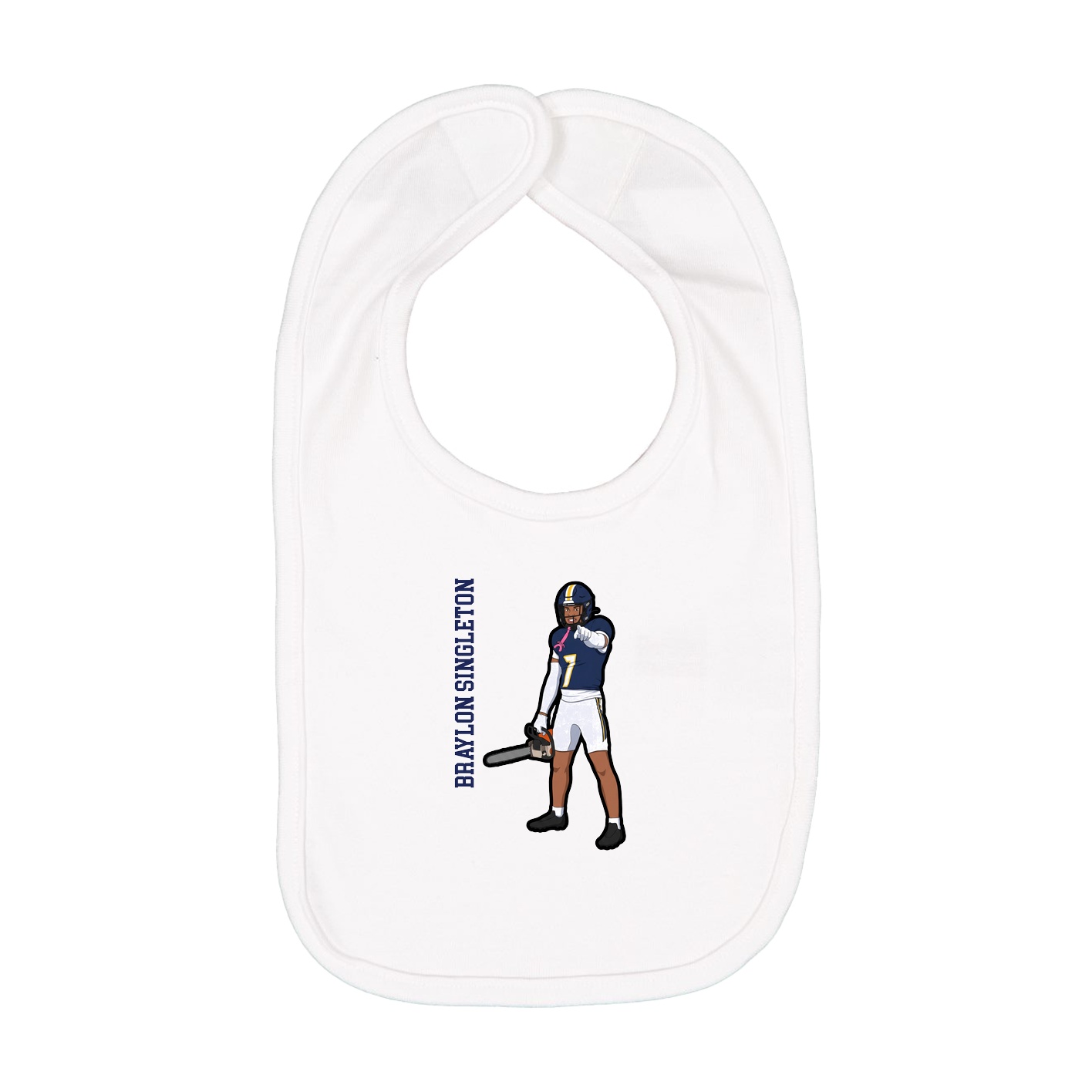 Infant Bib — Name Vertical in White
