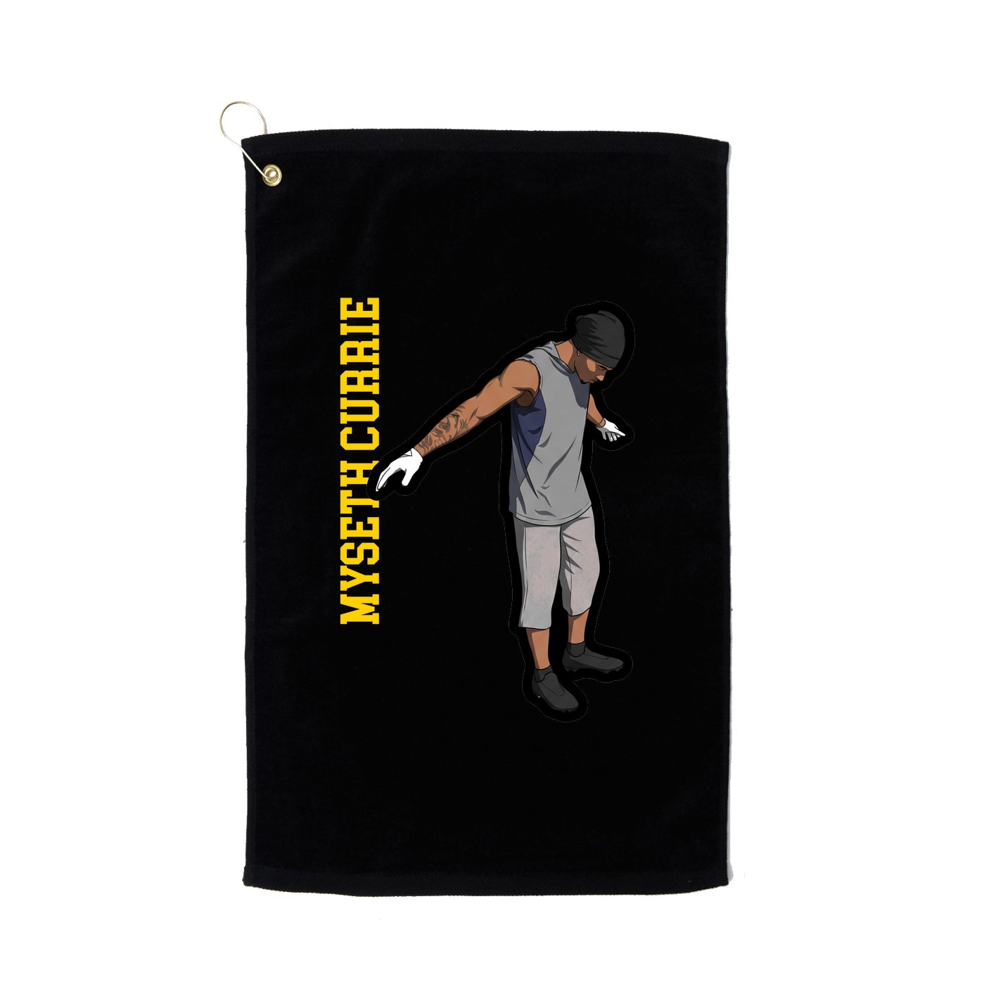 Golf Towel — Name Vertical in Black