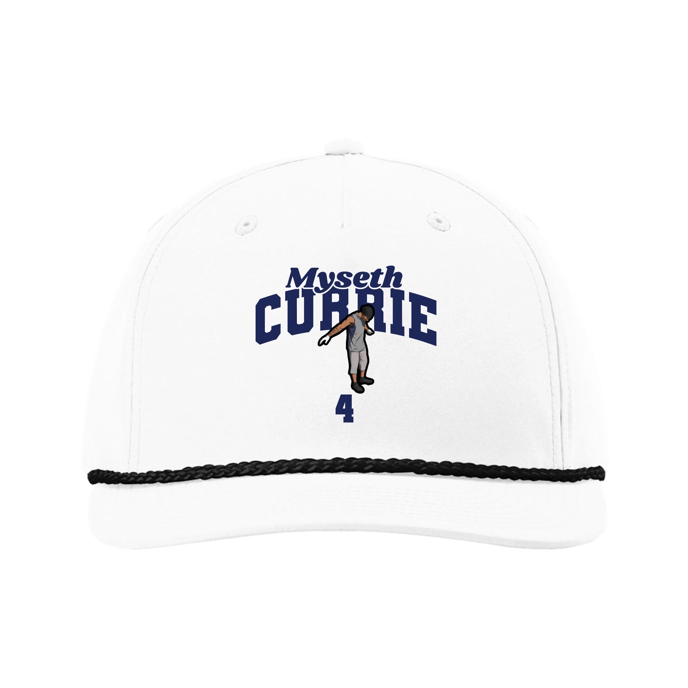 Five-Panel Classic Rope Cap — Signature Arch in White