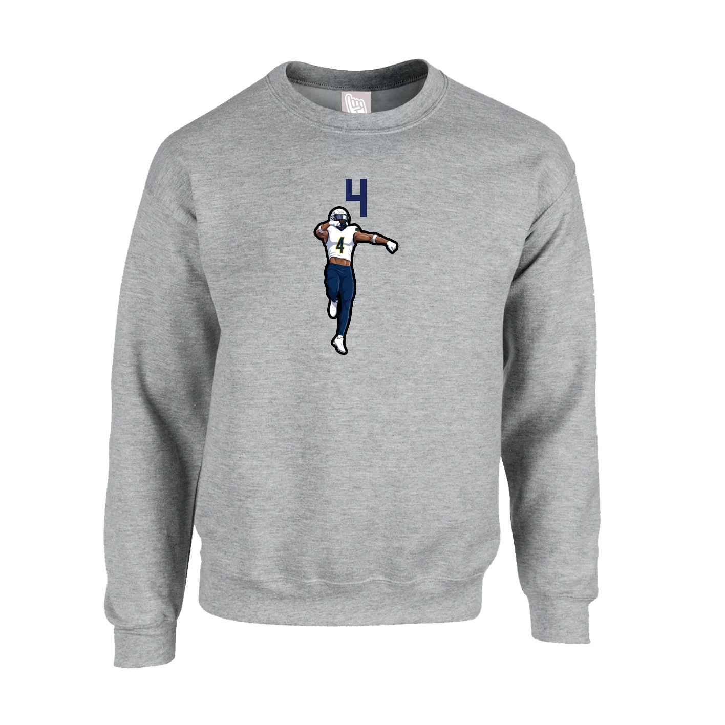 Fleece Crew — Number Top in Grey