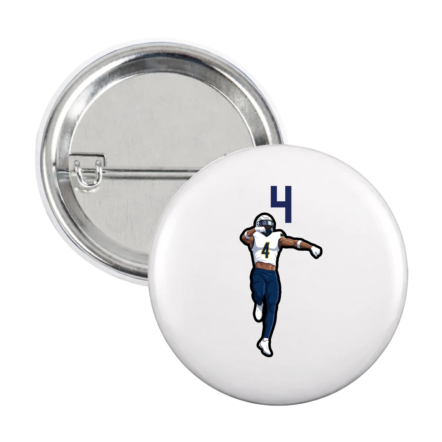 Game Day Button — Number Top in White