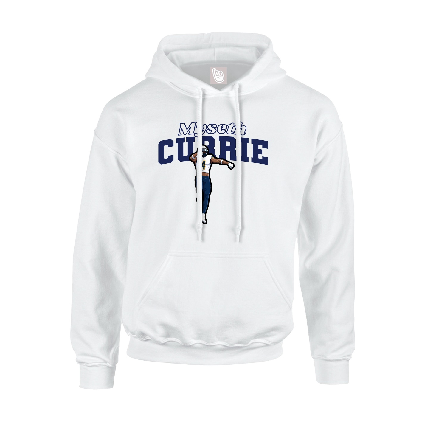 Youth Hoodie — Name Arch in White