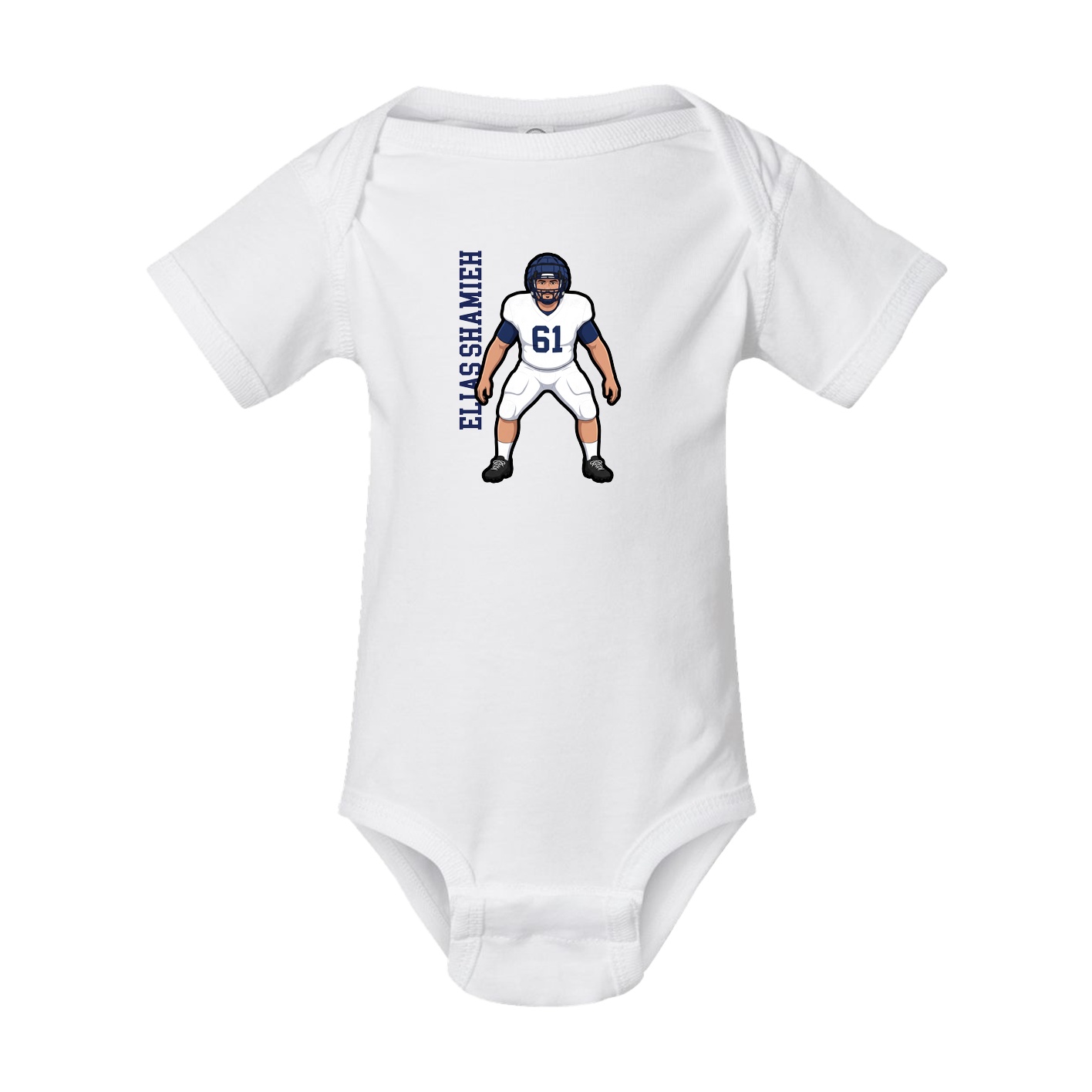 Baby Onesie — Name Vertical in White