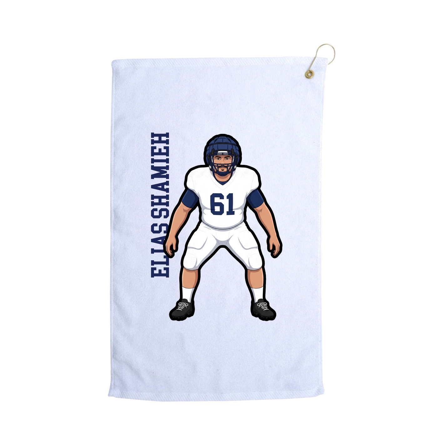 Golf Towel — Name Vertical in White