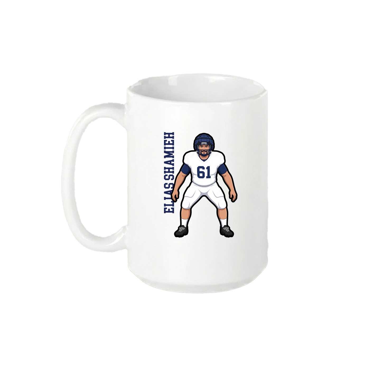 15oz Coffee Mug — Name Vertical in White