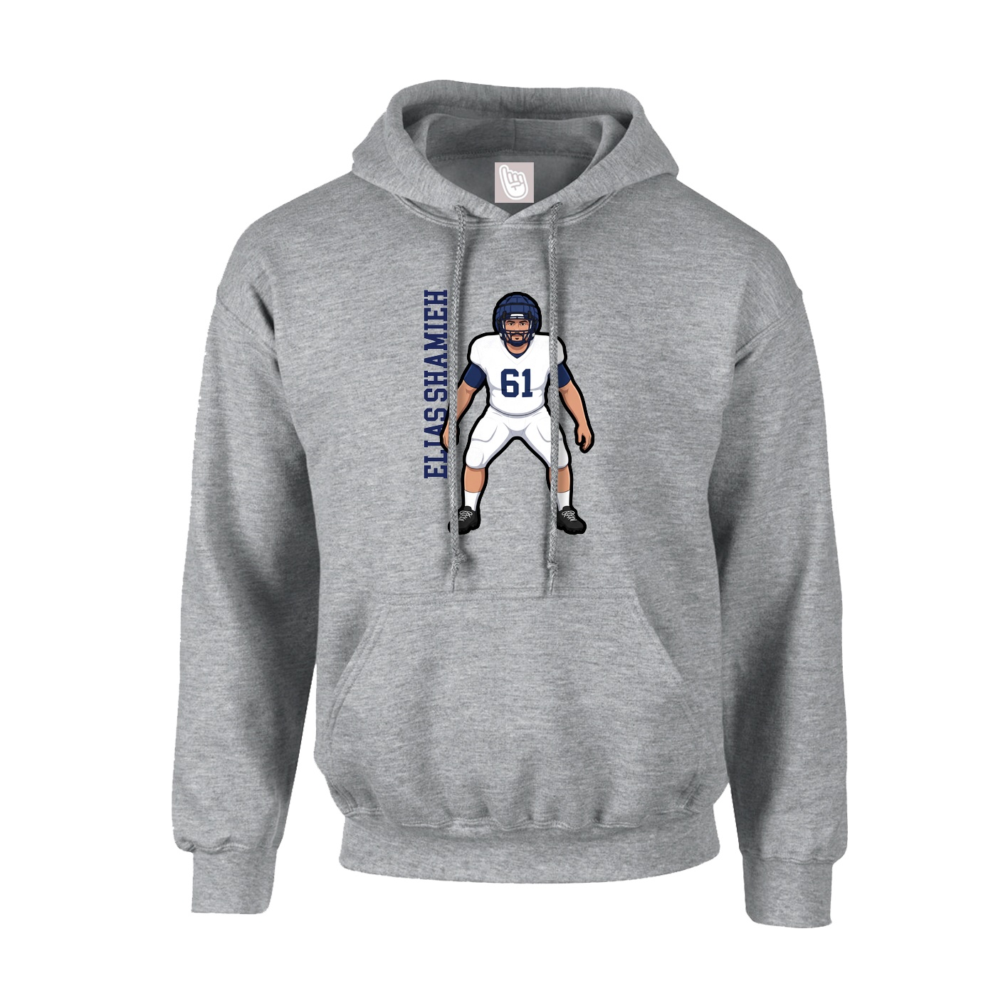 Hoodie — Name Vertical in Grey