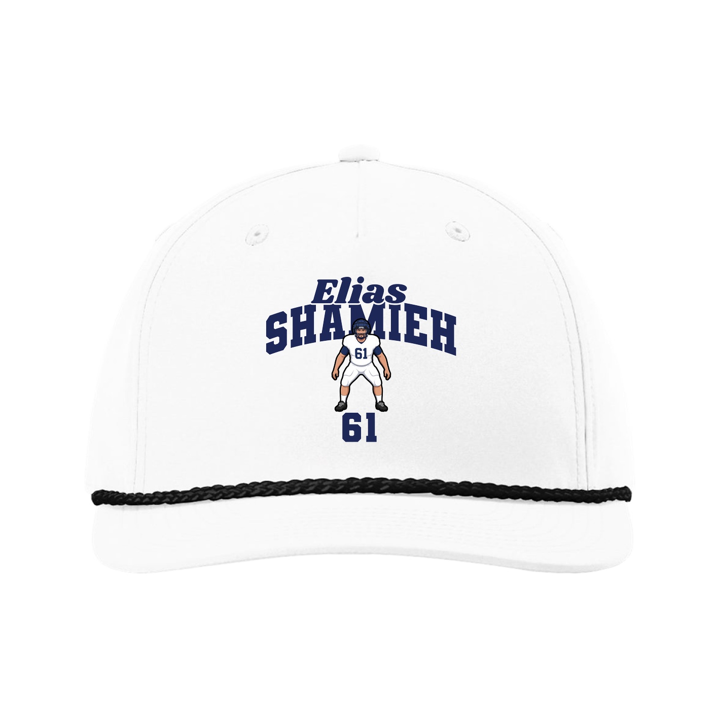 Five-Panel Classic Rope Cap — Signature Arch in White
