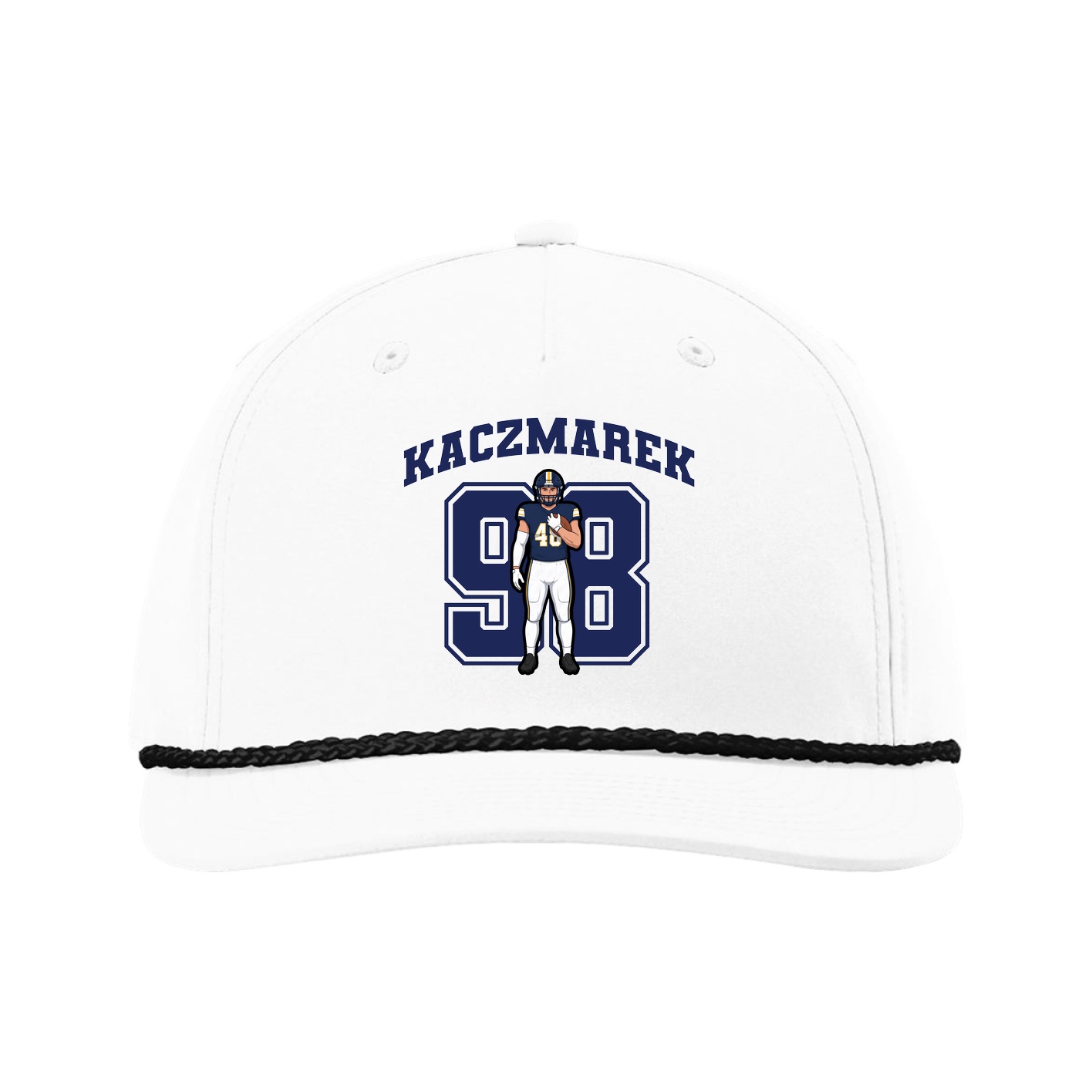 Five-Panel Classic Rope Cap — Number in White