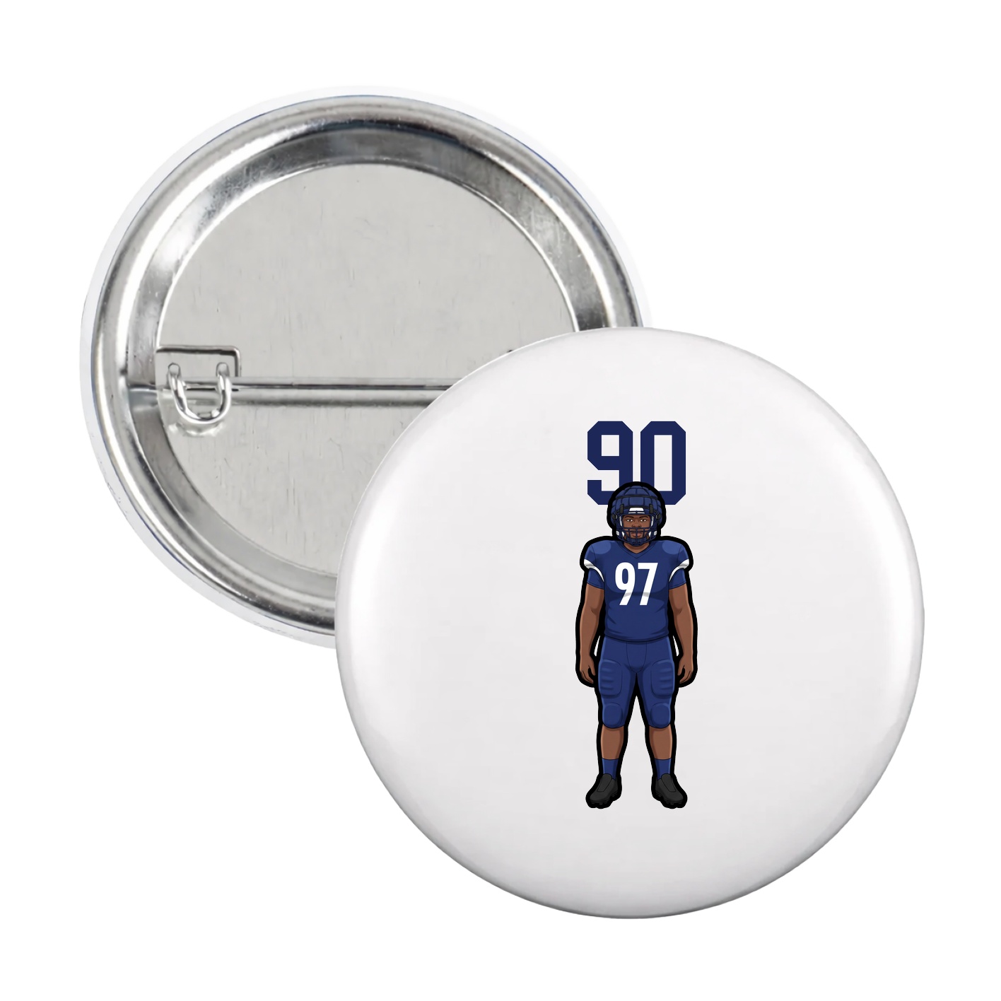 Game Day Button — Number Top in White