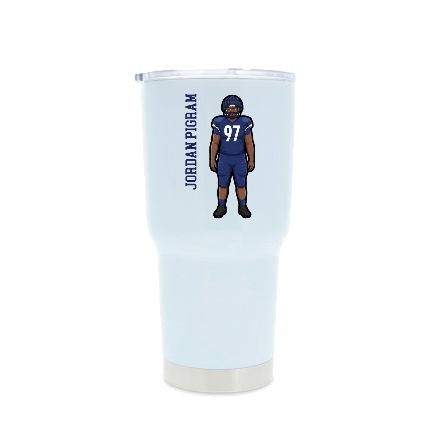 30oz Stainless Steel Tumbler — Name Vertical in White