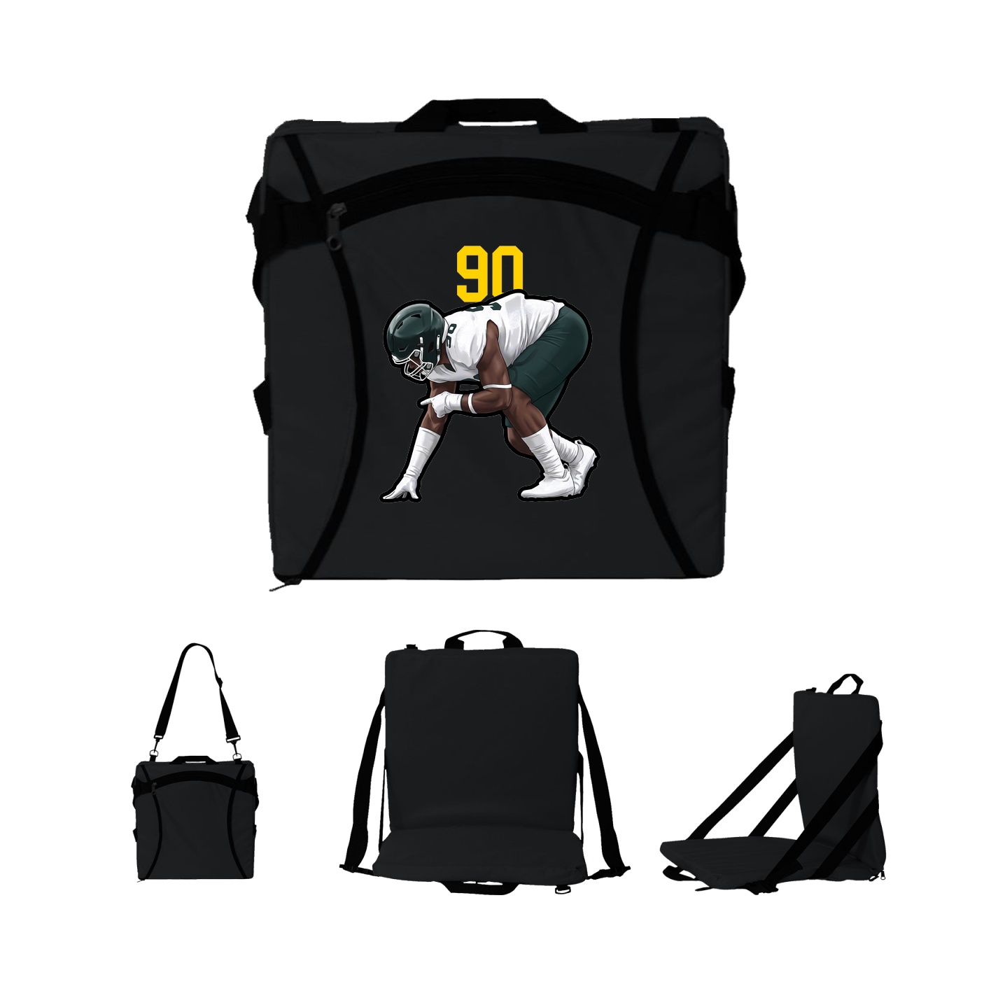 Folding Stadium Seat — Number Top in Black