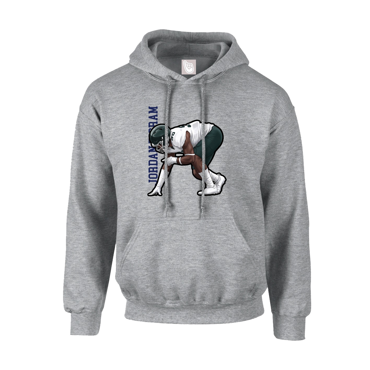 Youth Hoodie — Name Vertical in Grey