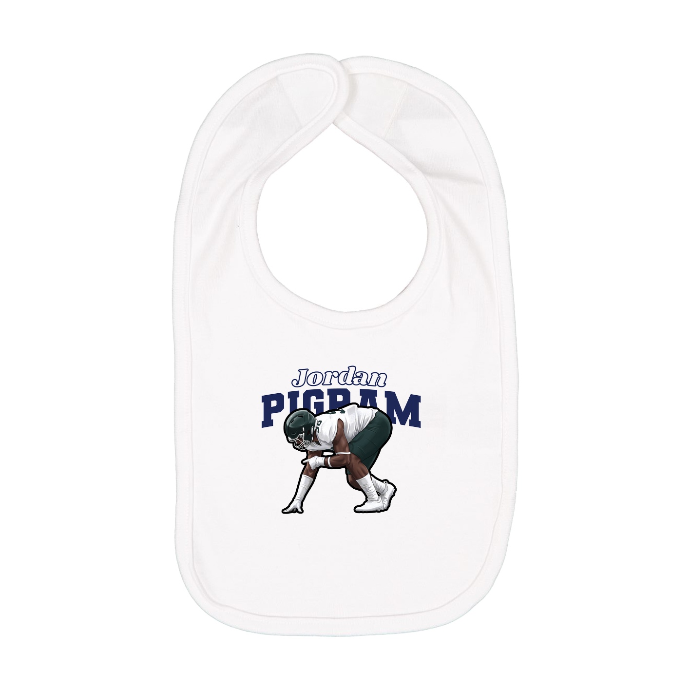 Infant Bib — Name Arch in White