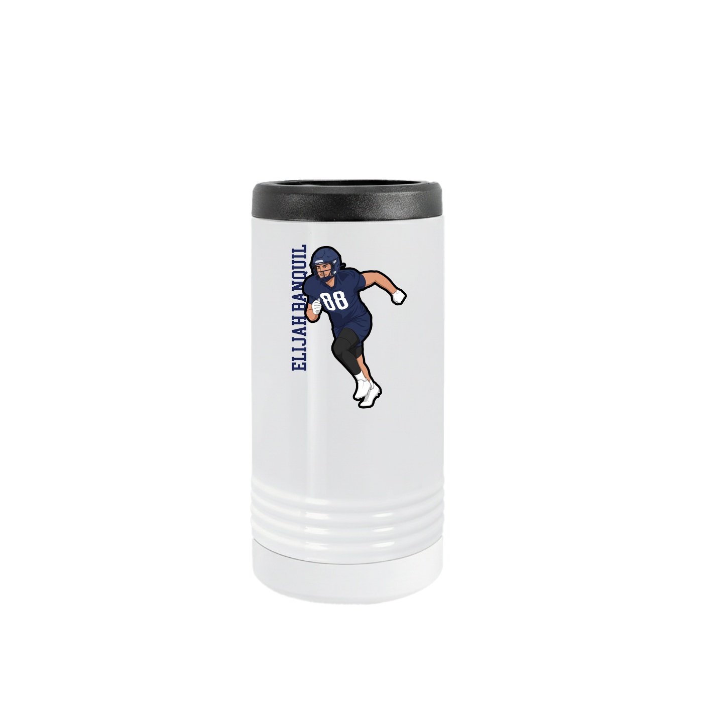 Slim Beverage Holder — Name Vertical in White