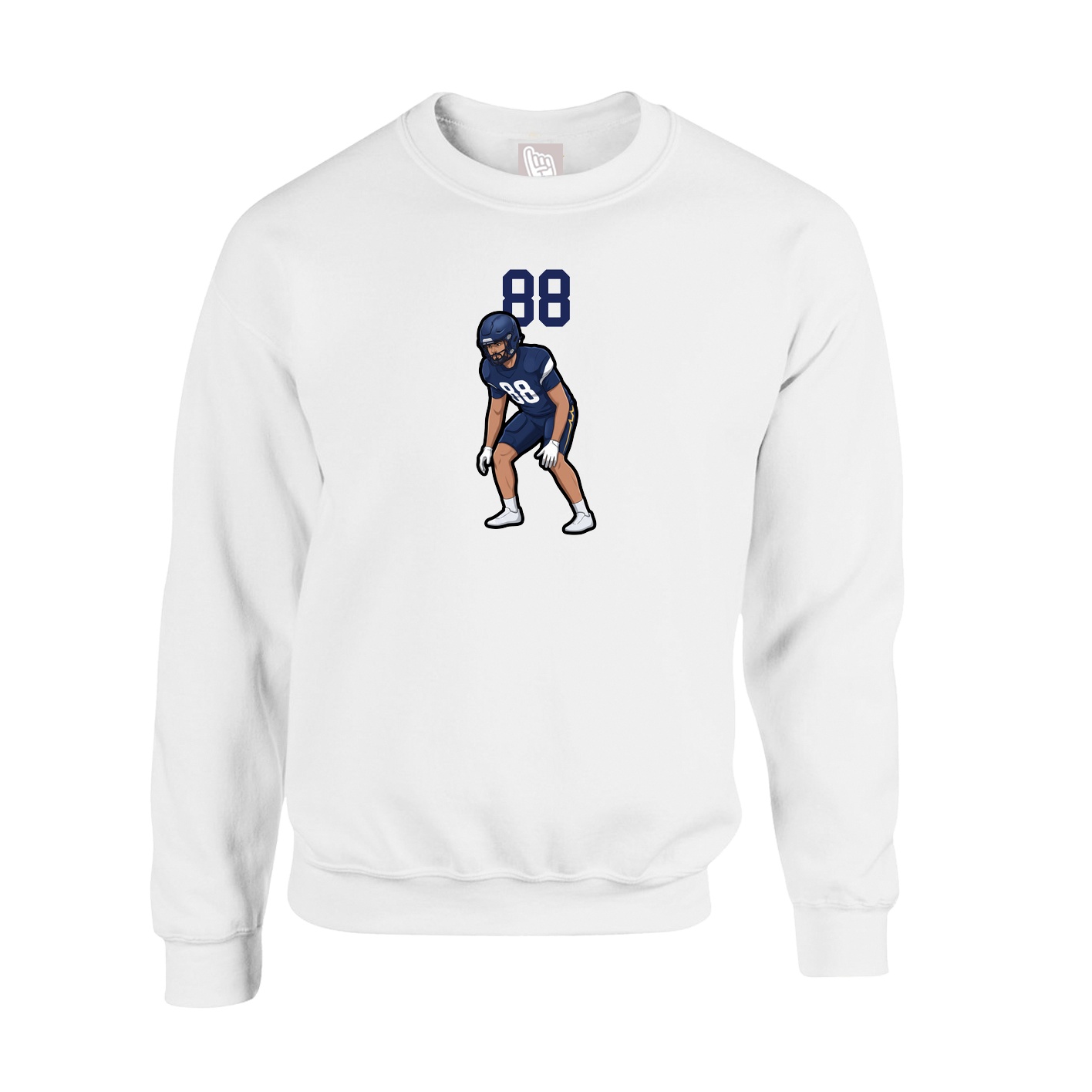 Fleece Crew — Number Top in White