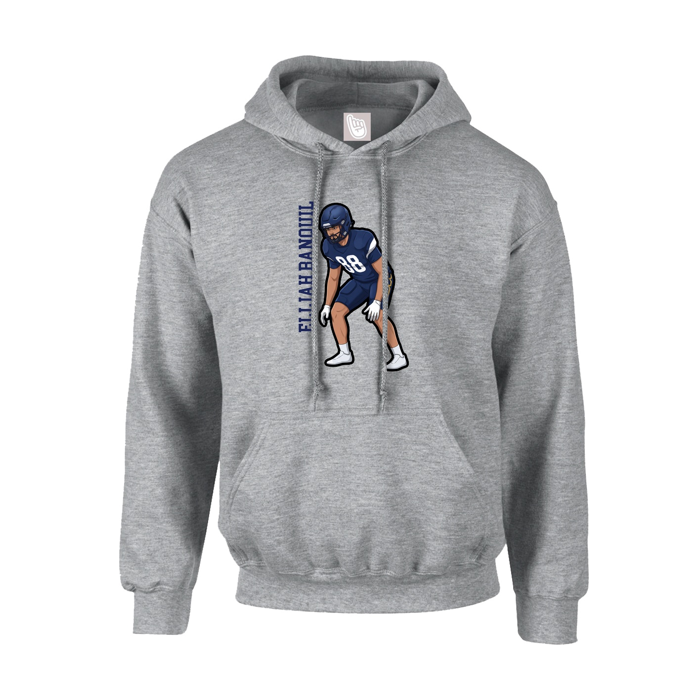 Hoodie — Name Vertical in Grey