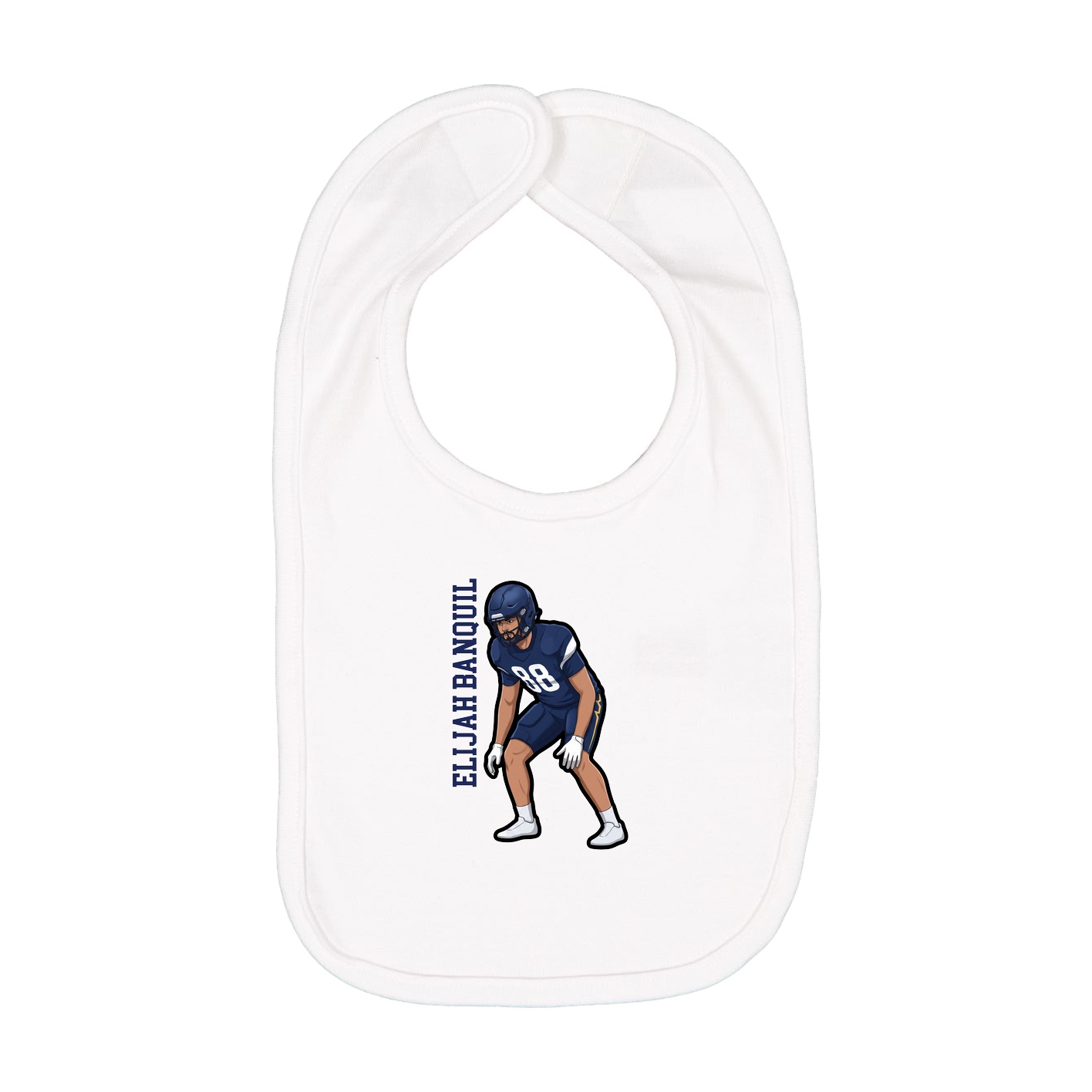 Infant Bib — Name Vertical in White