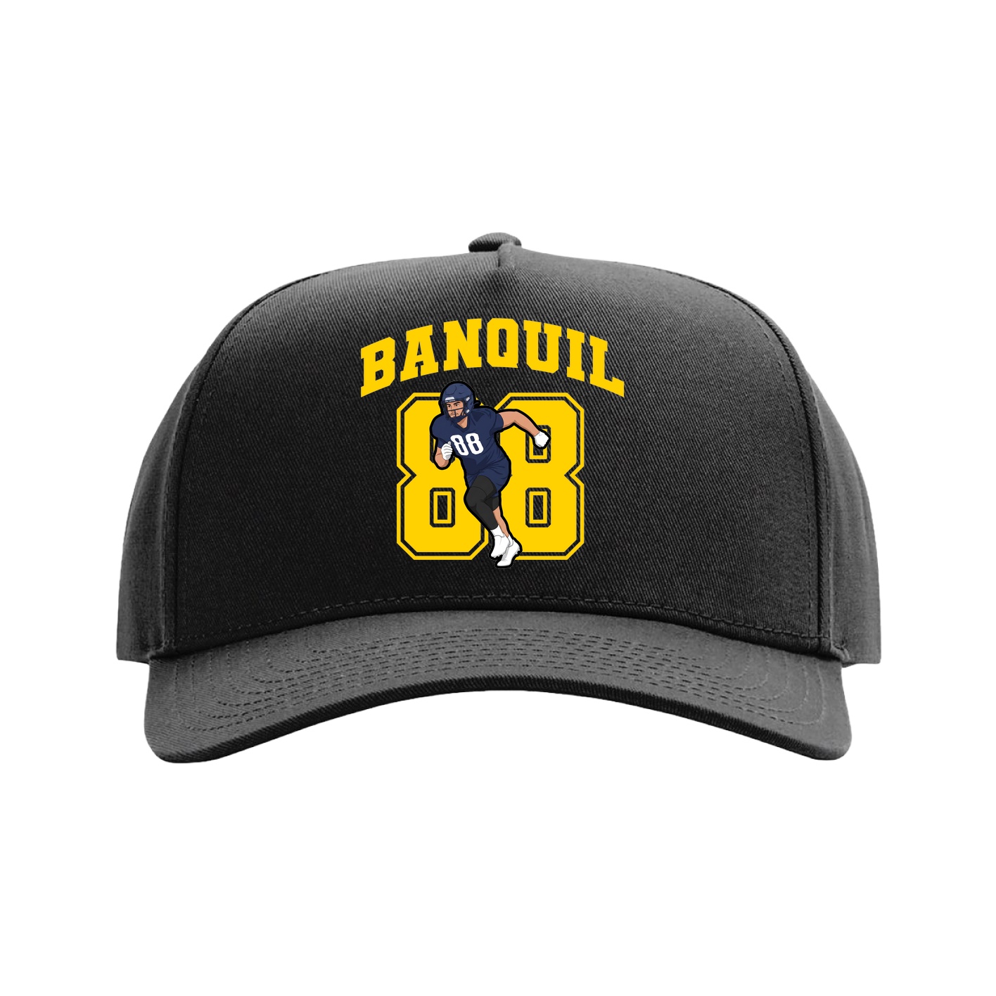 Full Fabric Five-Panel Champ Cap — Number in Black