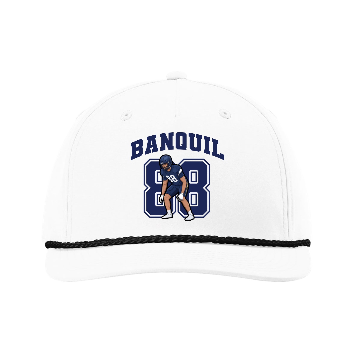 Five-Panel Classic Rope Cap — Number in White