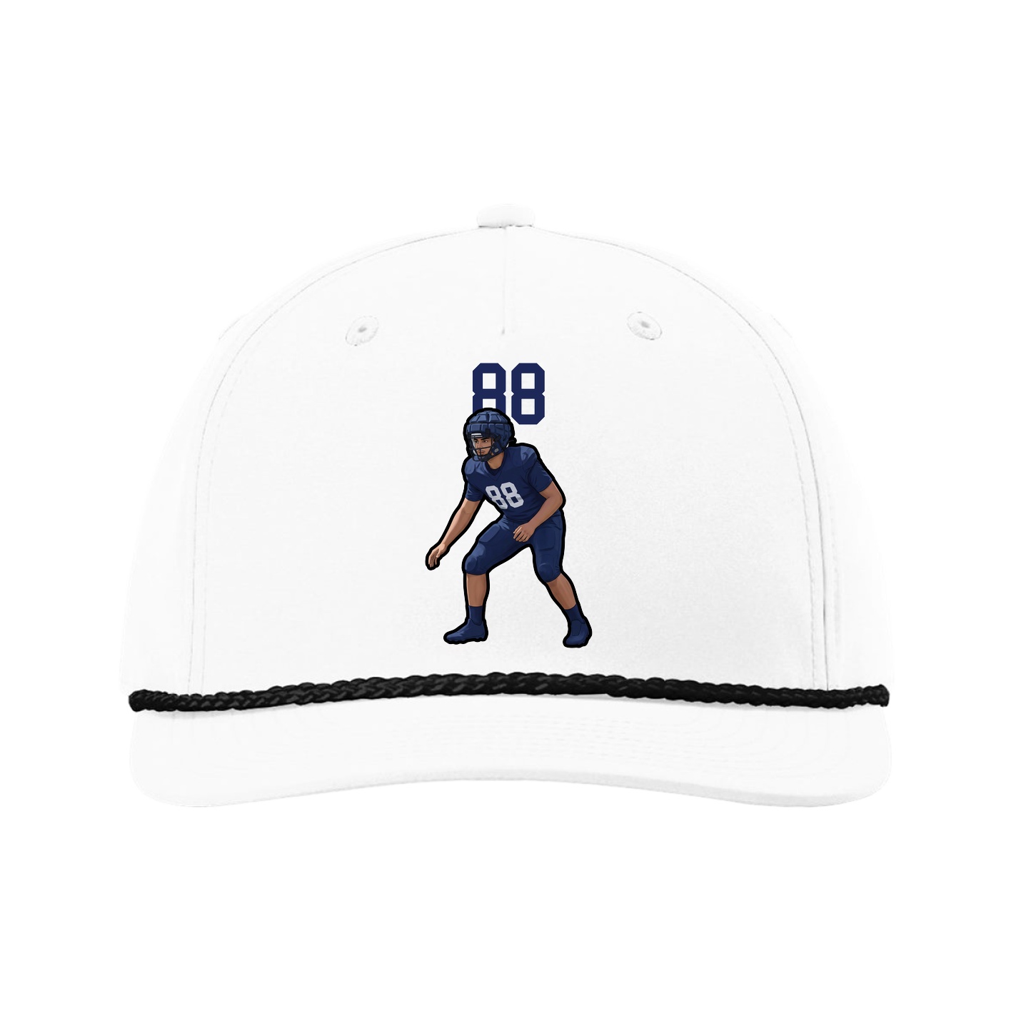 Five-Panel Classic Rope Cap — Number Top in White