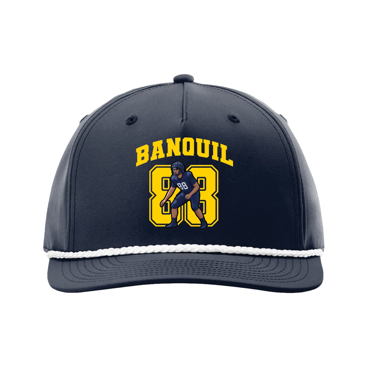 Five-Panel Classic Rope Cap — Number in Navy