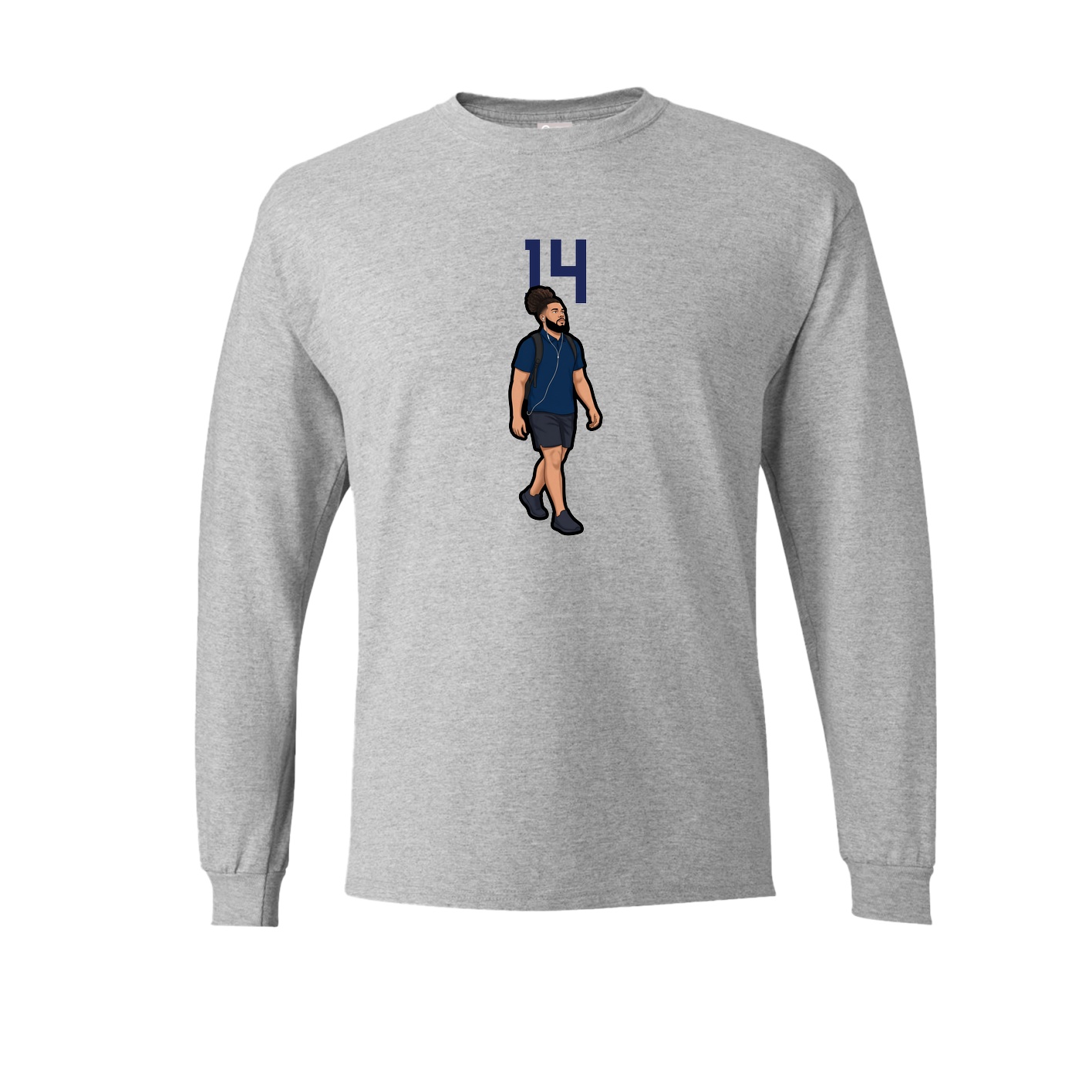 Long Sleeve Tee — Number Top in Grey