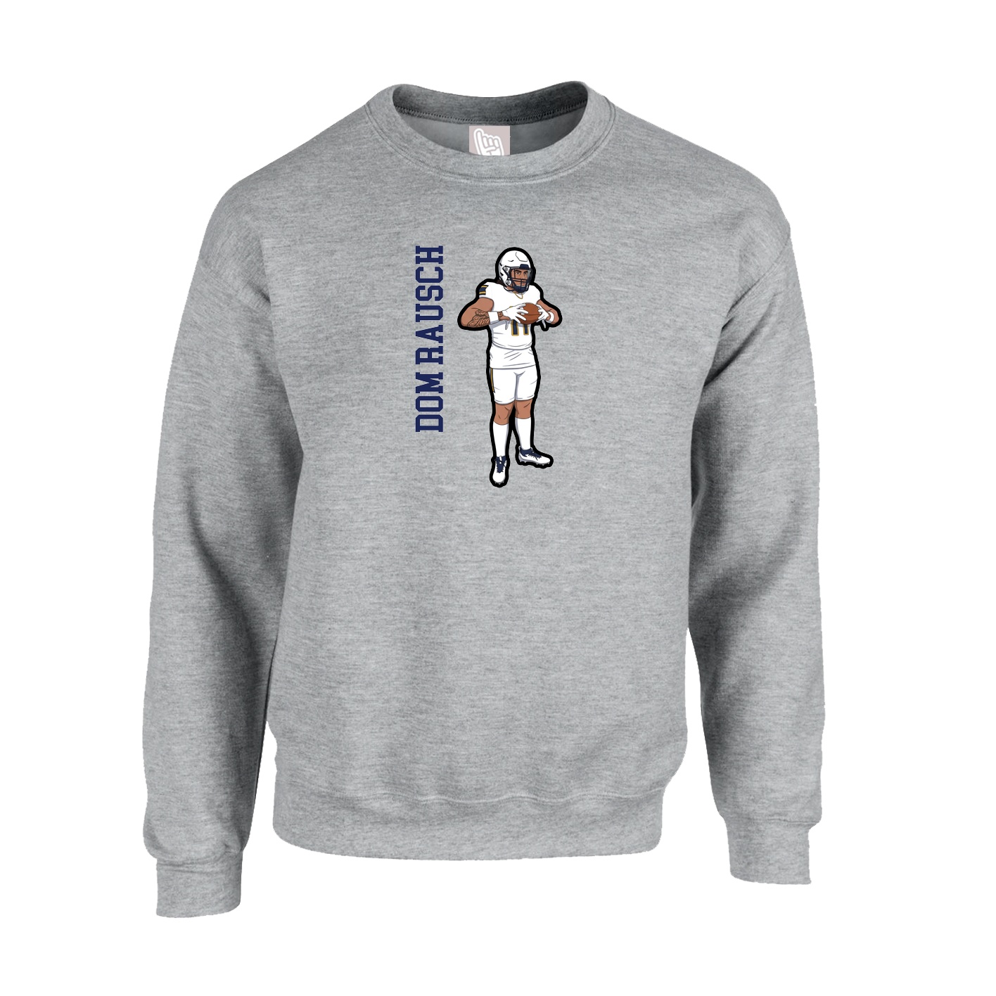Fleece Crew — Name Vertical in Grey