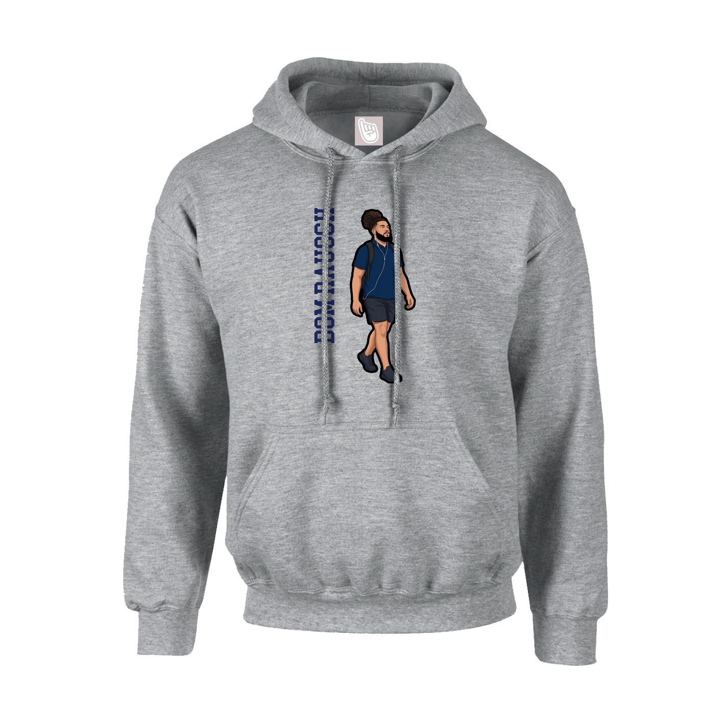 Youth Hoodie — Name Vertical in Grey