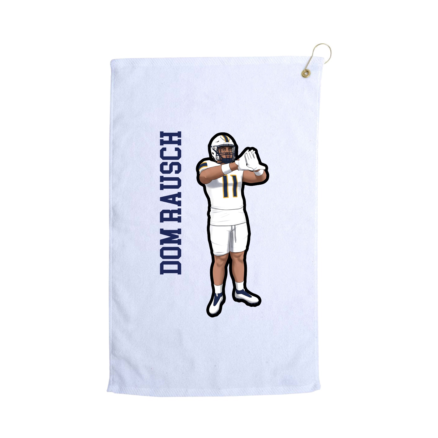 Golf Towel — Name Vertical in White