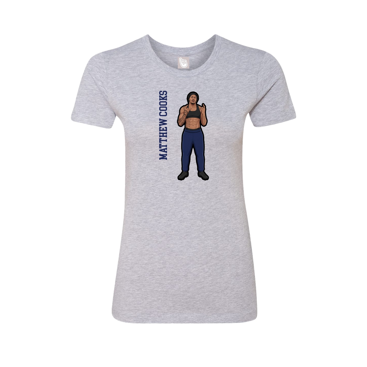 Fitted Women's Tee — Name Vertical in Grey