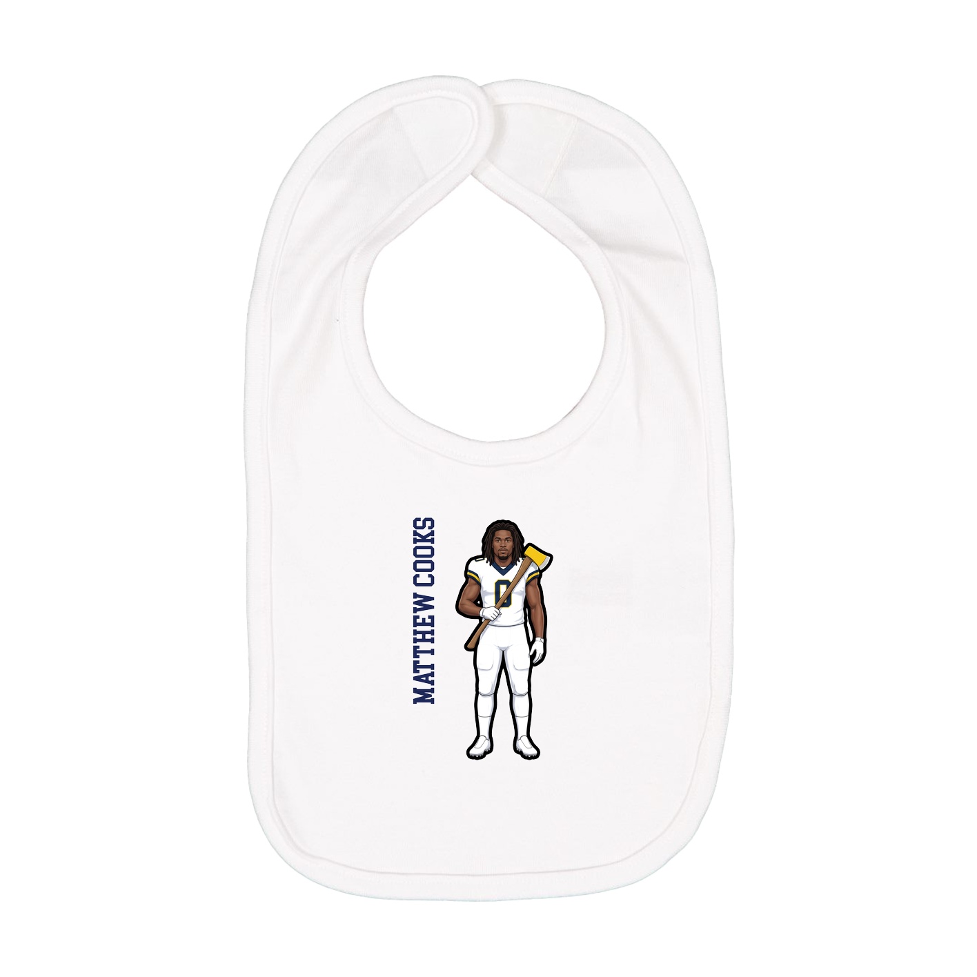 Infant Bib — Name Vertical in White