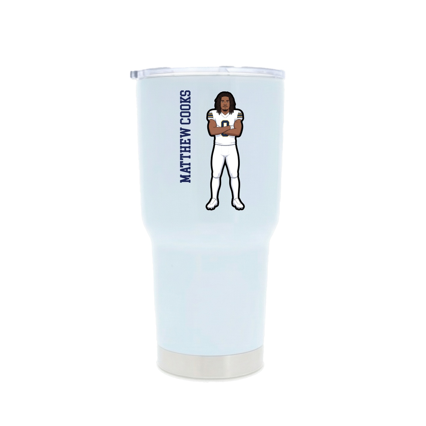 30oz Stainless Steel Tumbler — Name Vertical in White