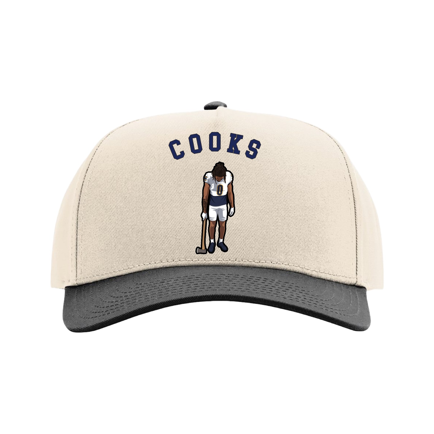 Full Fabric Five-Panel Champ Cap — Shirsey Arch in Cream/Black