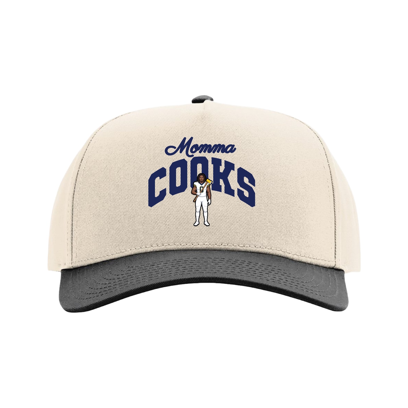 Full Fabric Five-Panel Champ Cap — Mothers Day Arch in Cream/Black