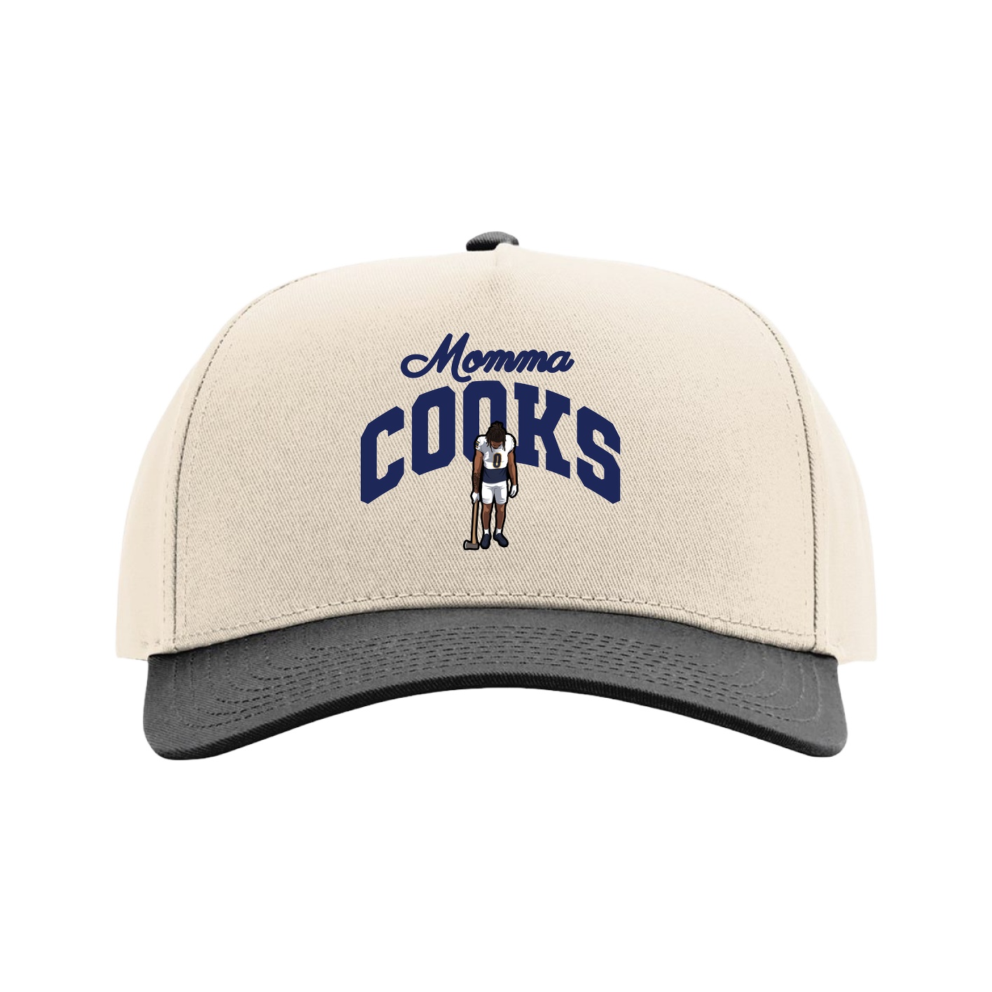 Full Fabric Five-Panel Champ Cap — Mothers Day Arch in Cream/Black