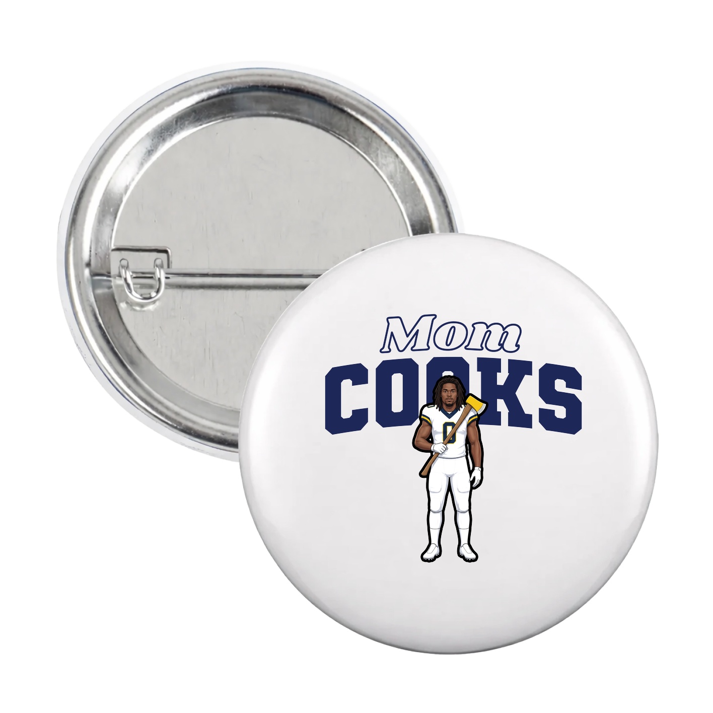 Game Day Button — Mothers Day Block in White