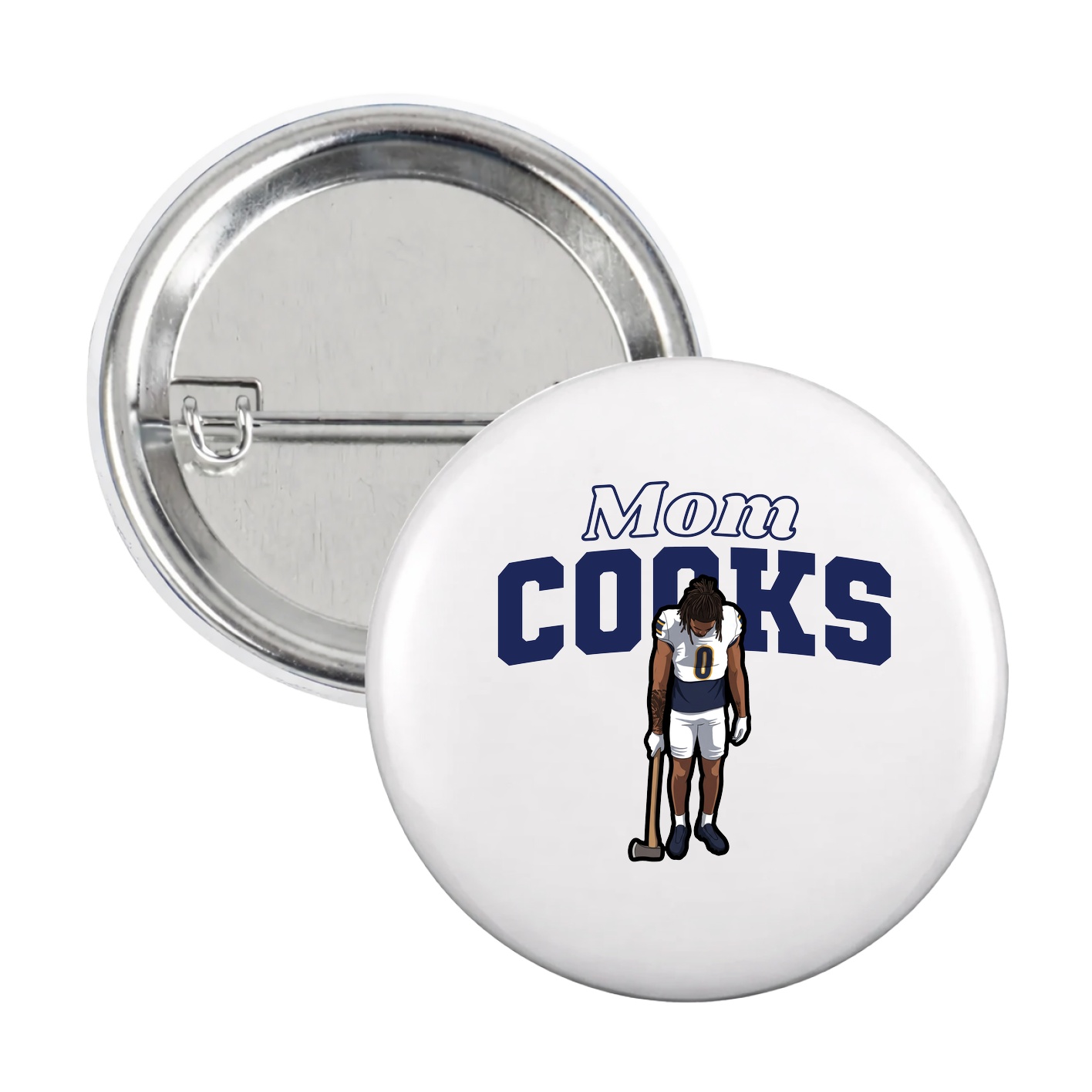 Game Day Button — Mothers Day Block in White
