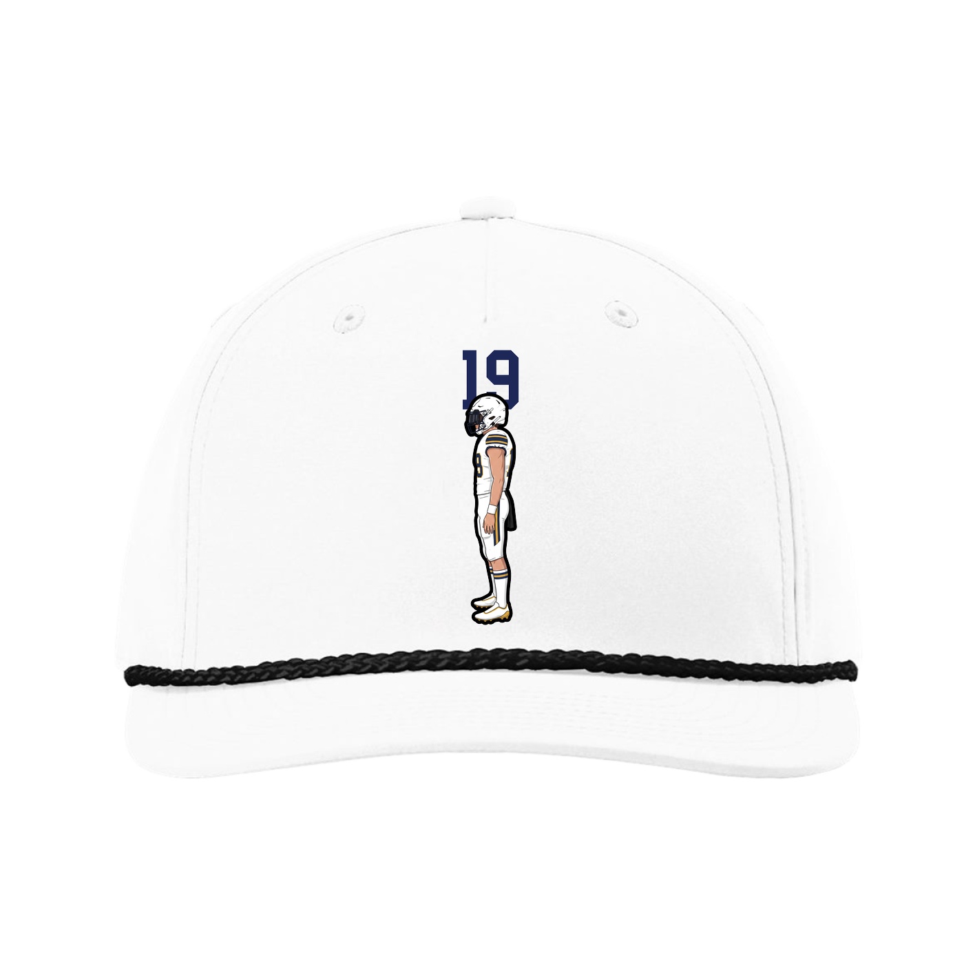 Five-Panel Classic Rope Cap — Number Top in White